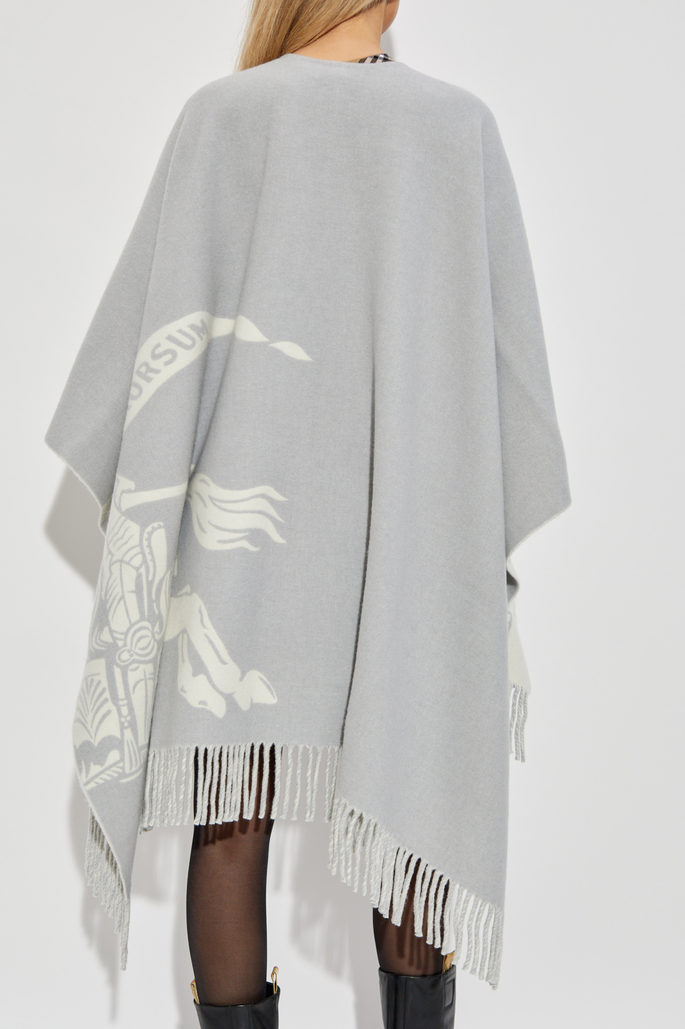 Grey Poncho with fringes Burberry - Vitkac AS